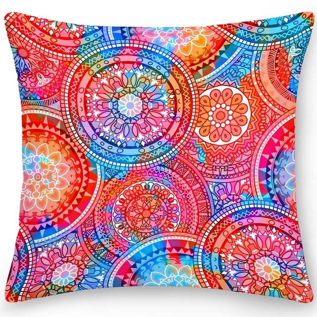 Polyester Pillow Case Square Cushion Cover Pillow Double Sides Ethnic Flower Bohemian Throw Pillow Covers Pillow Covers Retro Floral Cushion Covers Spiritual Decor Square Pillowcase Office Home Decoration