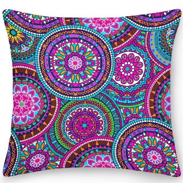 Polyester Pillow Case Square Cushion Cover Pillow Double Sides Ethnic Flower Bohemian Throw Pillow Covers Pillow Covers Retro Floral Cushion Covers Spiritual Decor Square Pillowcase Office Home Decoration