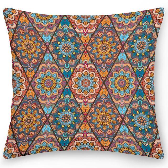 Polyester Pillow Case Square Cushion Cover Pillow Double Sides Ethnic Flower Bohemian Throw Pillow Covers Pillow Covers Retro Floral Cushion Covers Spiritual Decor Square Pillowcase Office Home Decoration