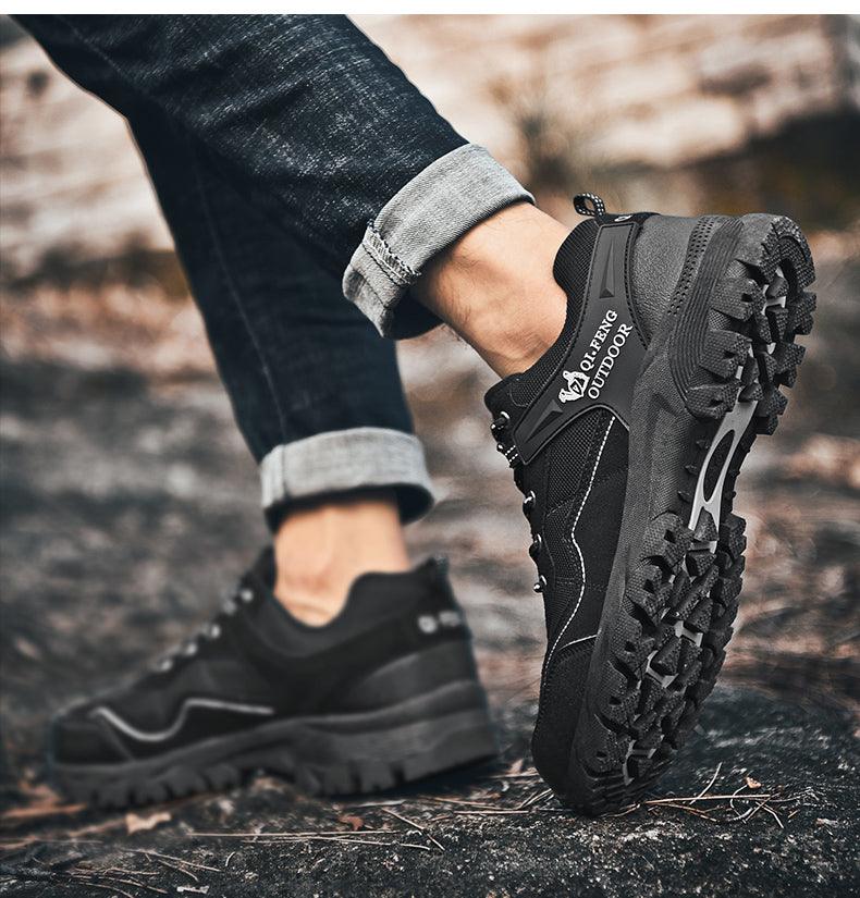 Popular Outdoor Casual Shoes Hiking Men High Quality Sneakers Mountain Climbing Work Footwear Hiking Shoes Low Cut Boots Leather Walking Shoes For Outdoor Training Casual Work