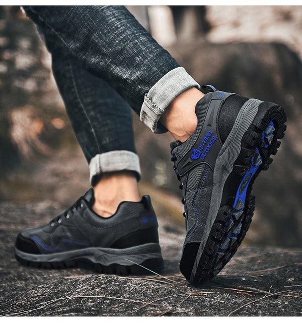 Popular Outdoor Casual Shoes Hiking Men High Quality Sneakers Mountain Climbing Work Footwear Hiking Shoes Low Cut Boots Leather Walking Shoes For Outdoor Training Casual Work