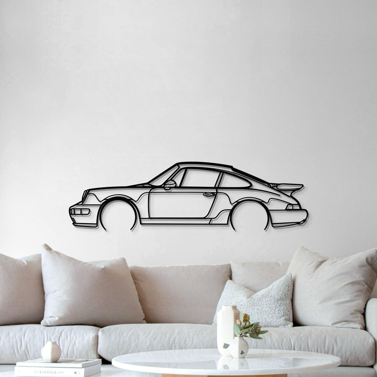 911 Turbo Model 964 Detailed Metal Car Wall Art - MT0873