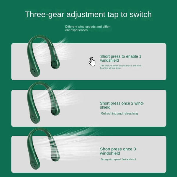 Portable Bladeless Neck Fan Adjustment Wearable Personal Cooling Fan for Traveling Upgrade 360° Neck Fan Air Outlet for Indoor Outdoor Travel Mini Hanging Fan without Blades USB Rechargeable Outdoor Fan