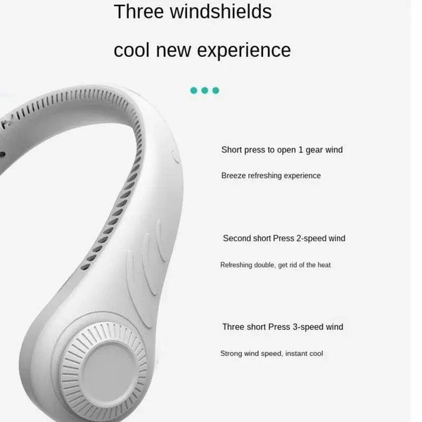 Portable Hanging USB Neck Fan Lazy Hanging Neck Small Wearable Personal Mini Electric Fans 3 Speed Adjustments Hands Free Design For Summber