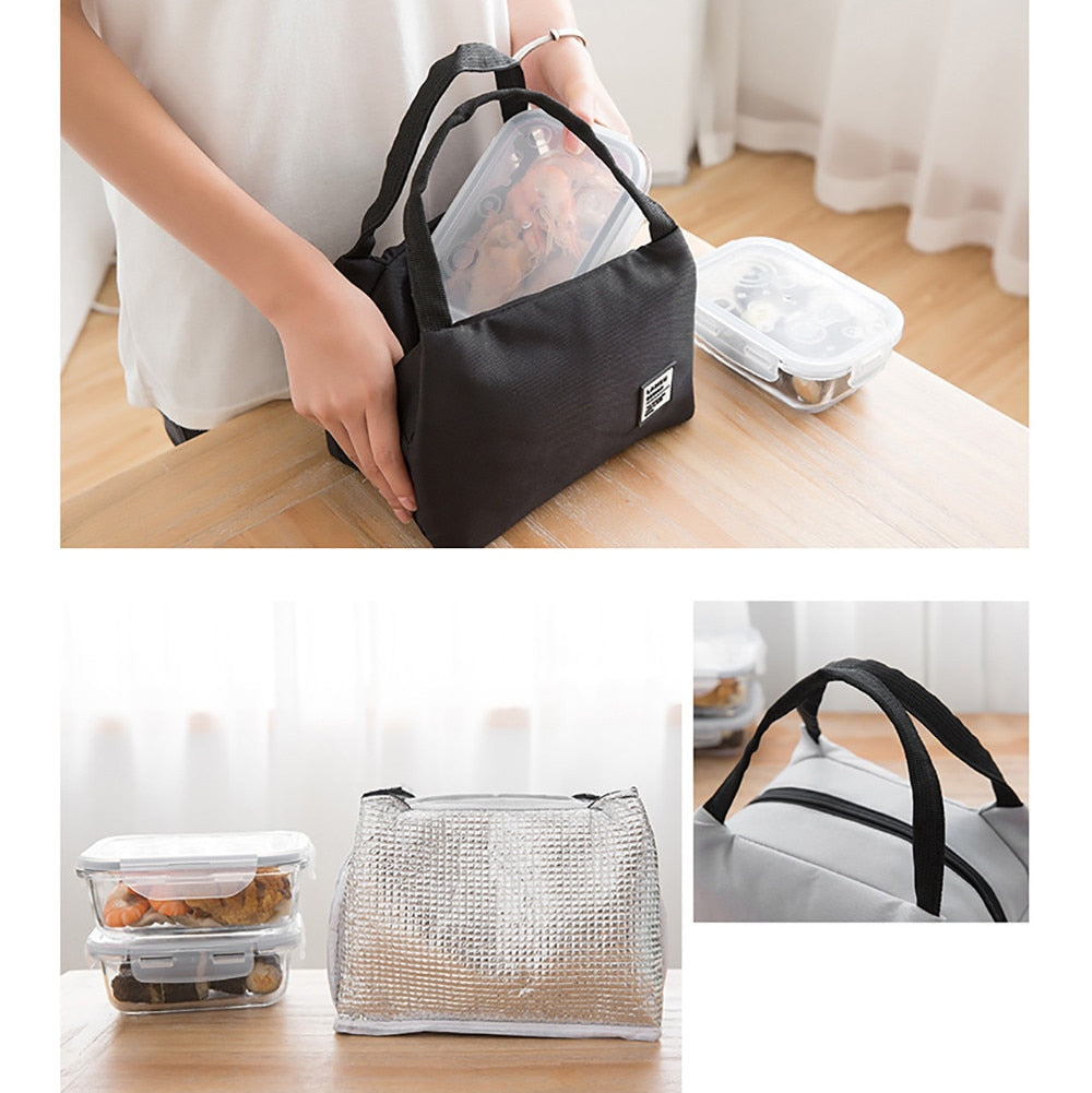 Portable Lunch Bag Thermal Insulated Lunch Box Tote Cooler Bag Bento Pouch Lunch Container School Food Storage Bags