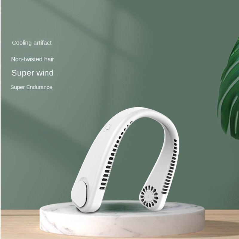 Portable Neck Fan Electric Wireless Fan Rechargeable USB Mini Fan Bladeless Personal Fans Hanging Neck Cooler for Outdoor Sports Headphone Design Neck Air Conditioner with 3 Wind Speed for Outdoor Indoor