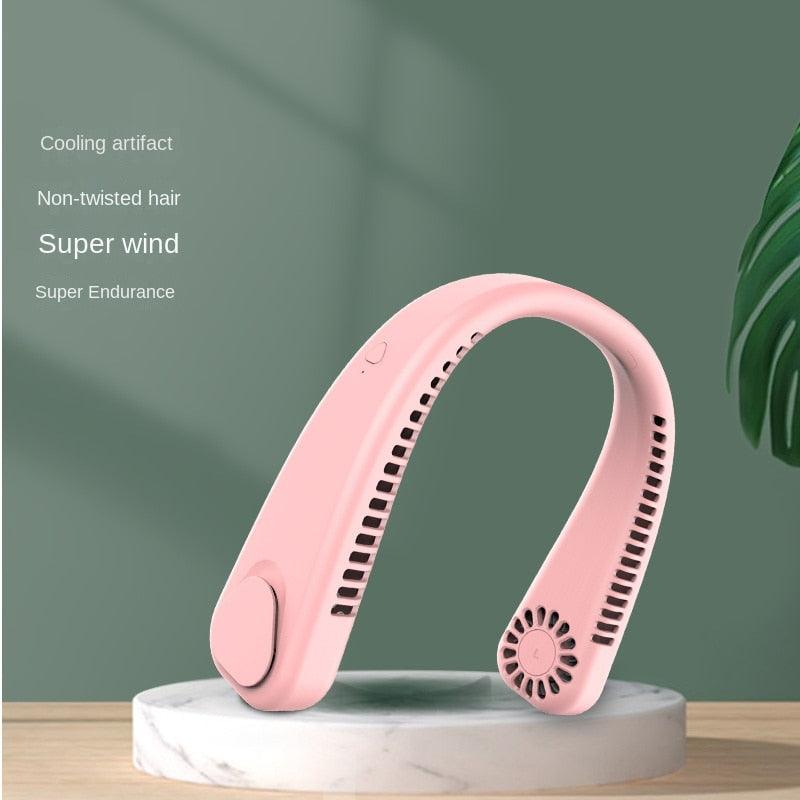 Portable Neck Fan Electric Wireless Fan Rechargeable USB Mini Fan Bladeless Personal Fans Hanging Neck Cooler for Outdoor Sports Headphone Design Neck Air Conditioner with 3 Wind Speed for Outdoor Indoor