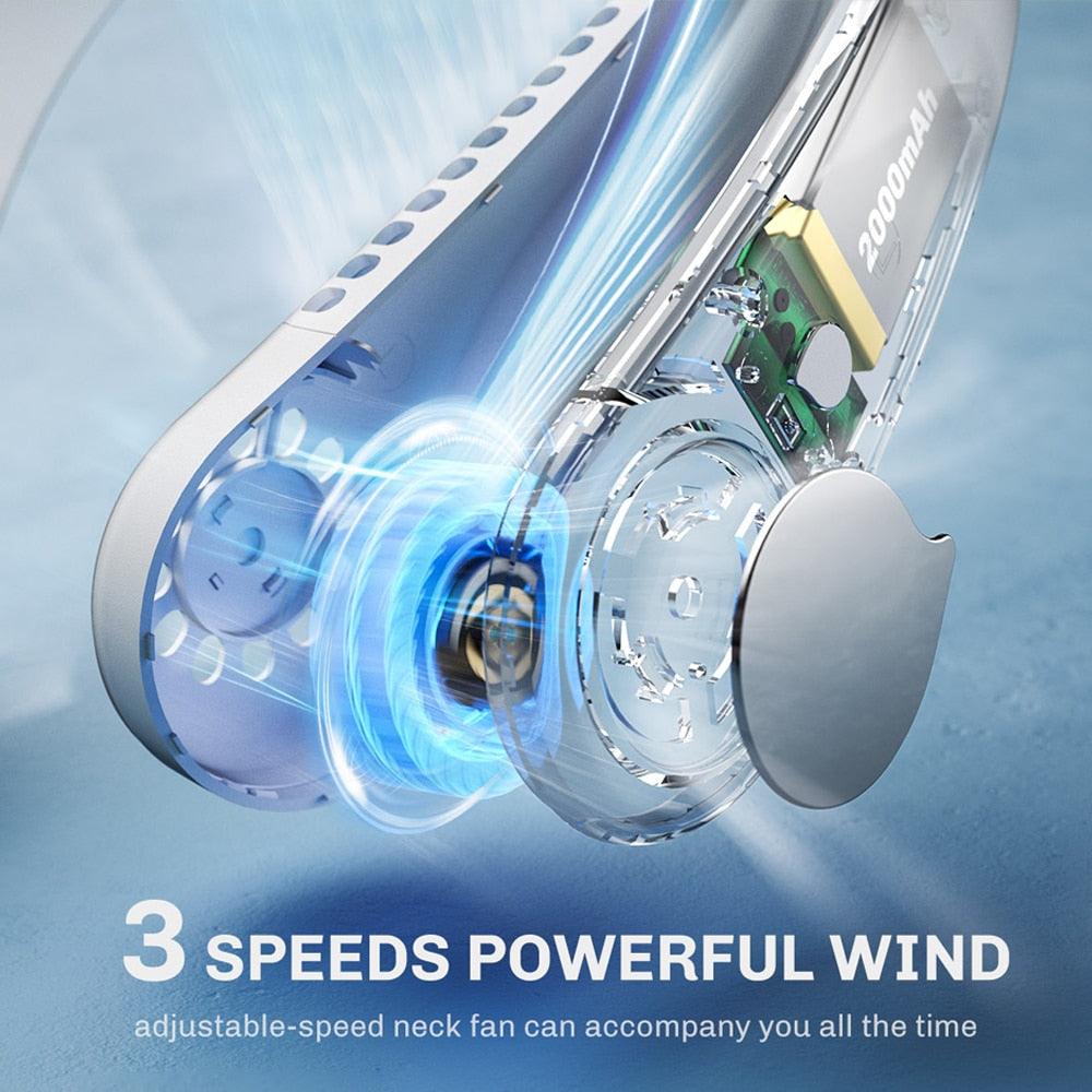 Portable Neck Fan USB Rechargeable Bladeless Mini Electric Fan Silent Neckband Wearable Cooling Fan for Sports Travel Portable Bladeless Rechargeable Electric Fan for Travel