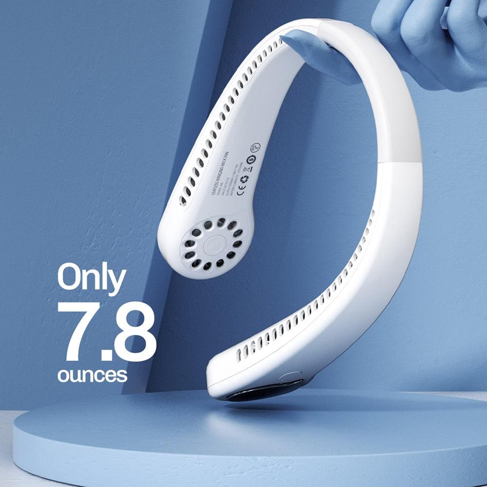 Portable Neck Fan USB Rechargeable Bladeless Mini Electric Fan Silent Neckband Wearable Cooling Fan for Sports Travel Portable Bladeless Rechargeable Electric Fan for Travel