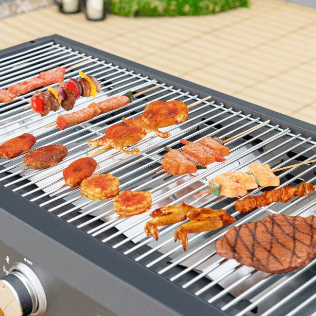 Portable Outdoor 4 Burner Propane Flat Top Gas Grill W/ Wheels, 60K BTU (96266104)