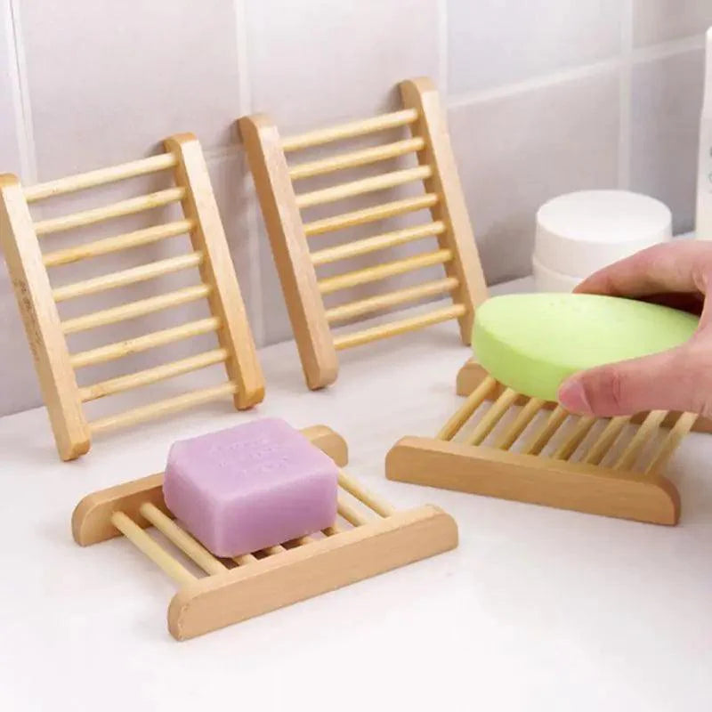 Portable Soap Dishes Natural Wood Soap Tray Holder Dish Storage Bath Shower Plate Home Bathroom Wash Soap Holder Home Bamboo Wood Soap Holder Bathroom Wooden Soap Case Hand Craft Bathtub Shower Dish Accessories