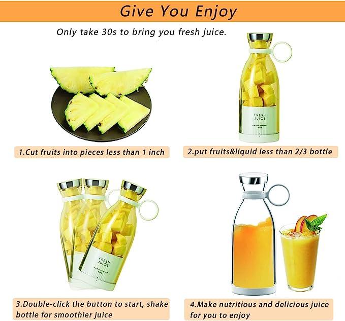 Portable White Blender Powered Blender Electric Juicer Mini Blender Multifunction Juice Maker Machine Blender Smoothies Juice Mixer