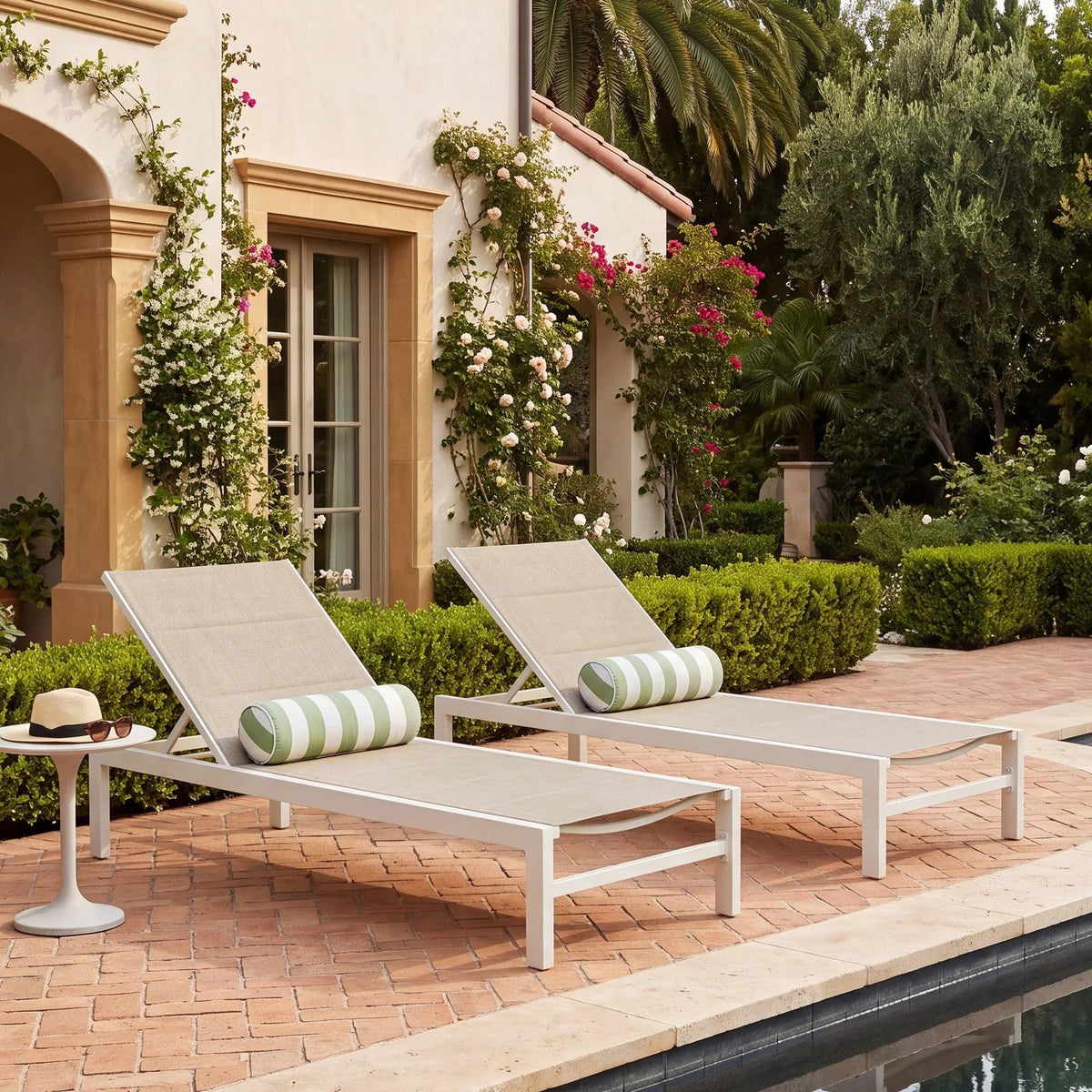 PEAKHOME Outdoor Chaie Lounges with Wheels and Quick Dry Foam Set of 2