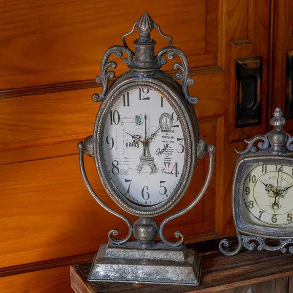 Set of 6 Assorted French Inspired Tabletop Clocks with Frosted Silver finish - Gifts for You 'n Me