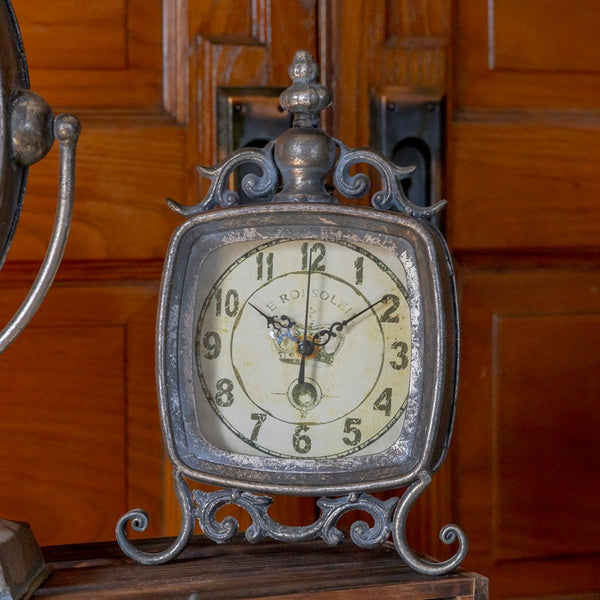 Set of 6 Assorted French Inspired Tabletop Clocks with Frosted Silver finish