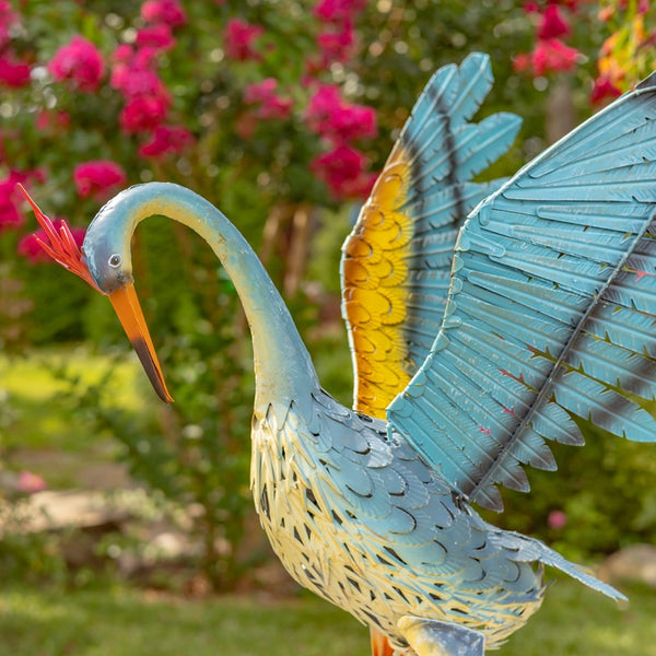 Set of 2 Small Iron Dancing Cranes Sculpture