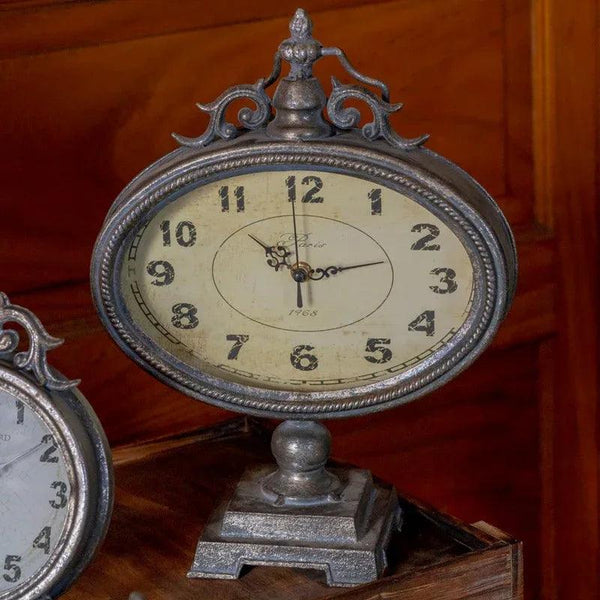 Set of 6 Assorted French Inspired Tabletop Clocks with Frosted Silver finish - Gifts for You 'n Me