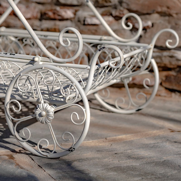 Two Tier Iron Flower Push Cart 