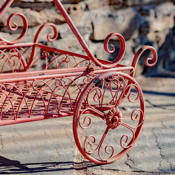 Two Tier Iron Flower Push Cart 