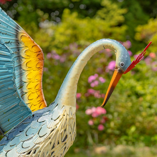 Set of 2 Small Iron Dancing Cranes Sculpture