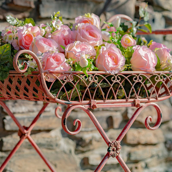 Two Tier Iron Flower Push Cart 
