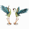 Set of 2 Small Iron Dancing Cranes Sculpture