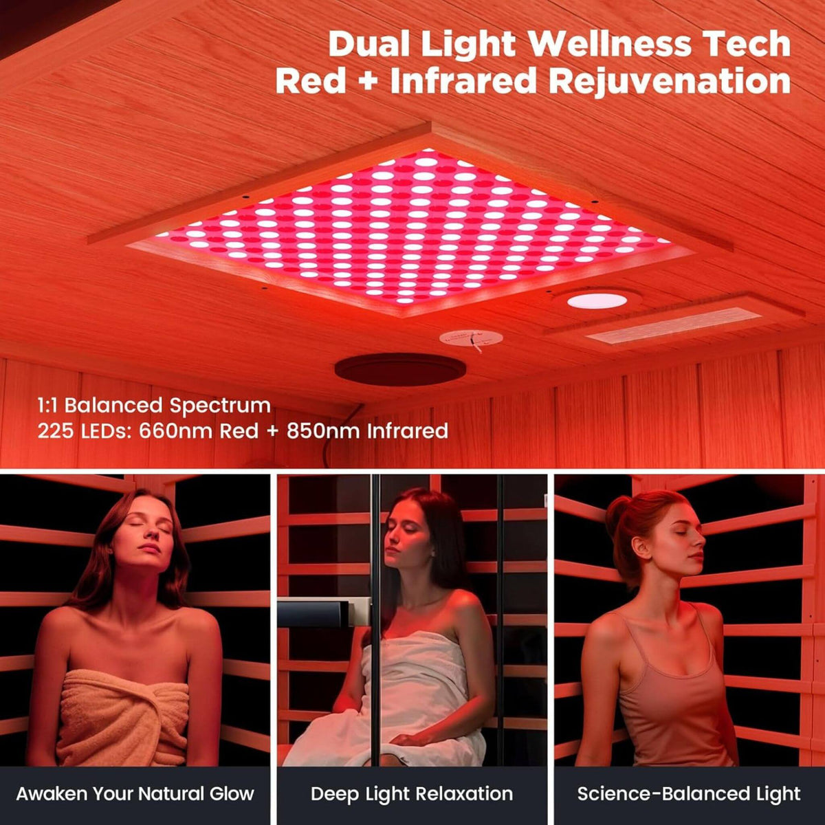 Pandora Premium 2-Person Indoor Infrared Sauna With Red Light Therapy And Himalayan Salt Rocks (SAK67305)