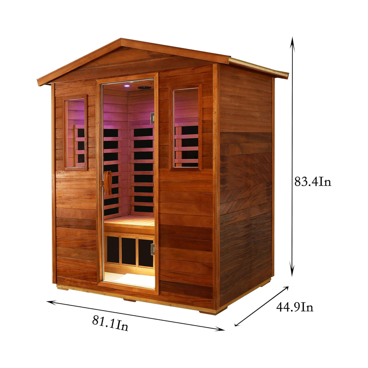 Vanta Luxury 3-Person Outdoor Mahogany Full Spectrum Ultra-Low EMF FAR Infrared Sauna With Chromotherapy And Bluetooth Speakers (SAK83460)