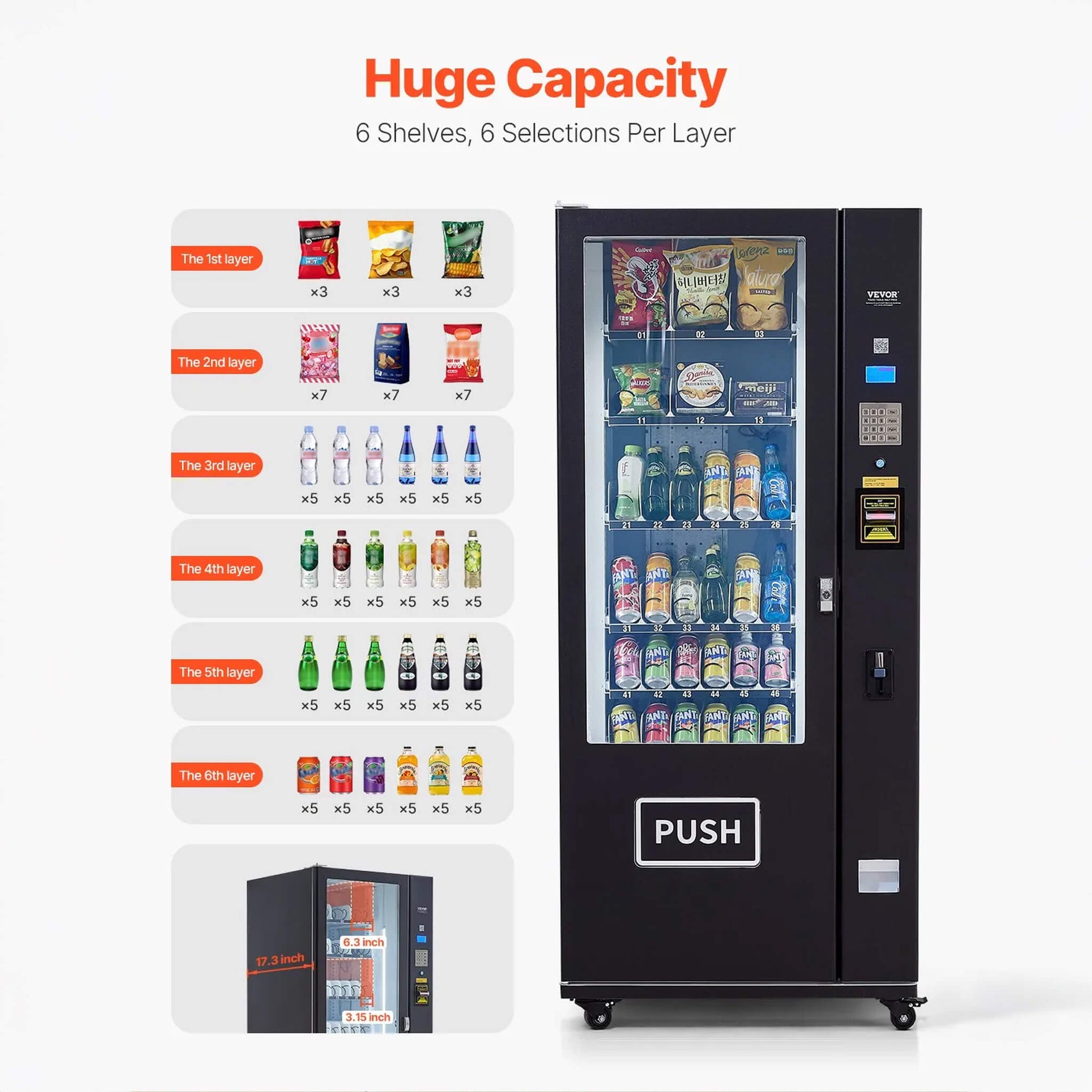 Premium 36-Slot Combo Vending Machine With ICT Bill And Coin Acceptor (SAK31832)