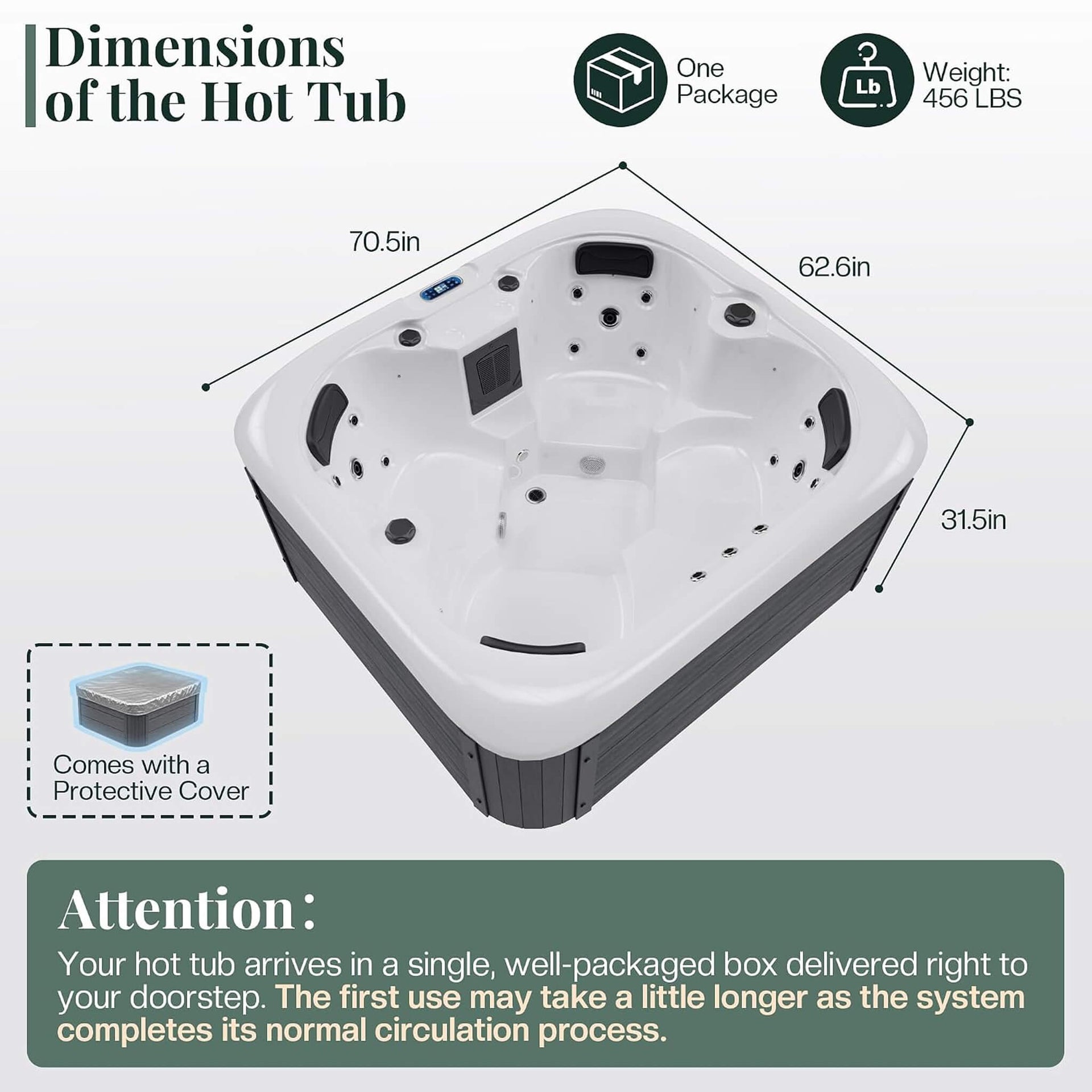 Premium 4-Person Outdoor Hot Tub W/ 23 Stainless Steel Jets (SAK29185)