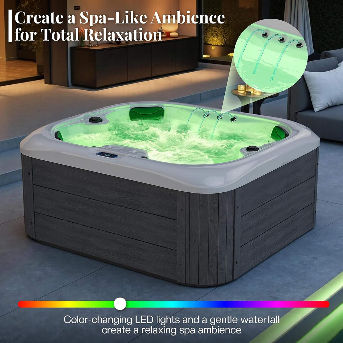 Premium 4-Person Outdoor Hot Tub W/ 23 Stainless Steel Jets (SAK29185)