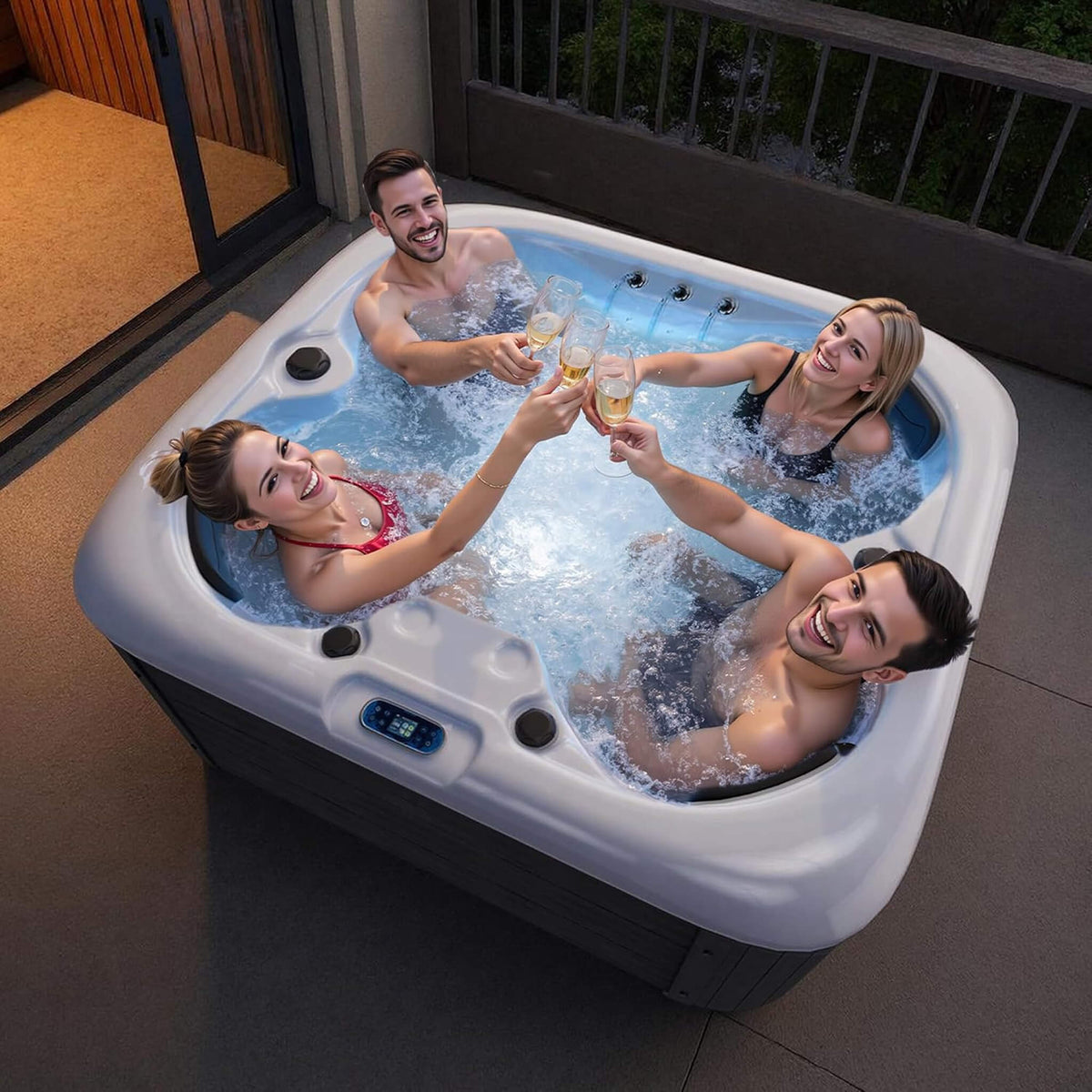 Premium 4-Person Outdoor Hot Tub W/ 23 Stainless Steel Jets (SAK29185)