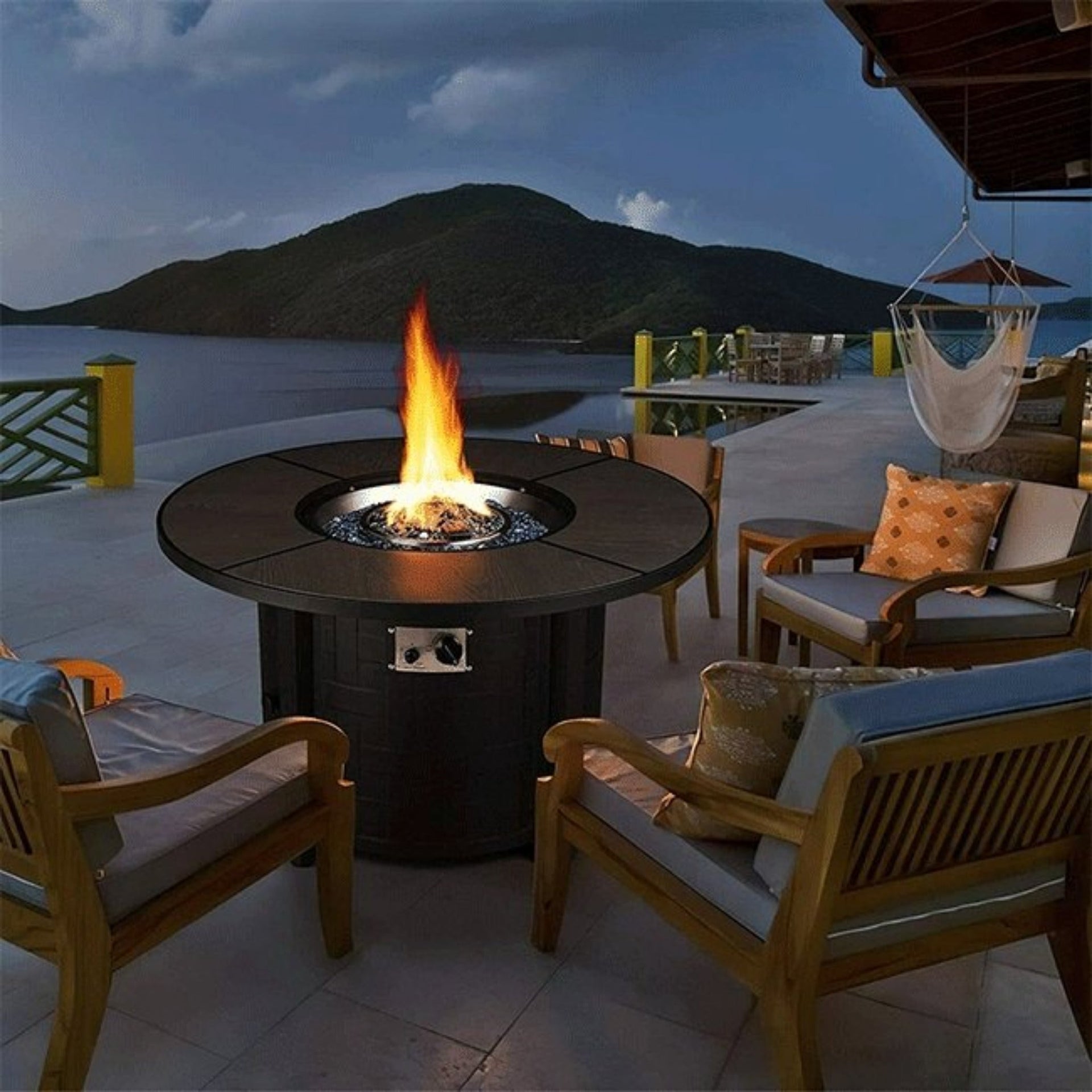 Premium 42-Inch Outdoor 50K BTU Propane Patio Gas Fire Pit Coffee Table W/ Cover (SAK95331)