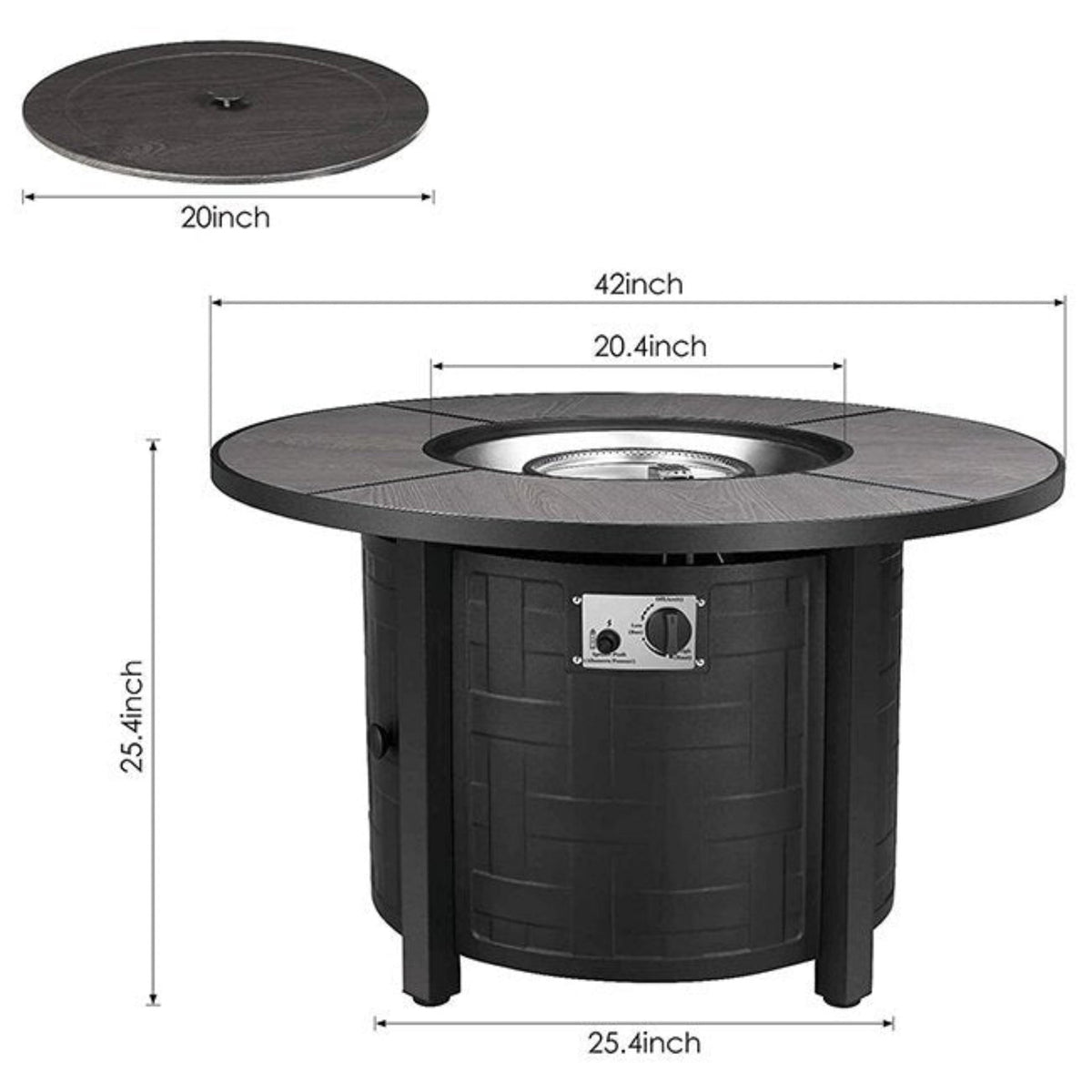 Premium 42-Inch Outdoor 50K BTU Propane Patio Gas Fire Pit Coffee Table W/ Cover (SAK95331)
