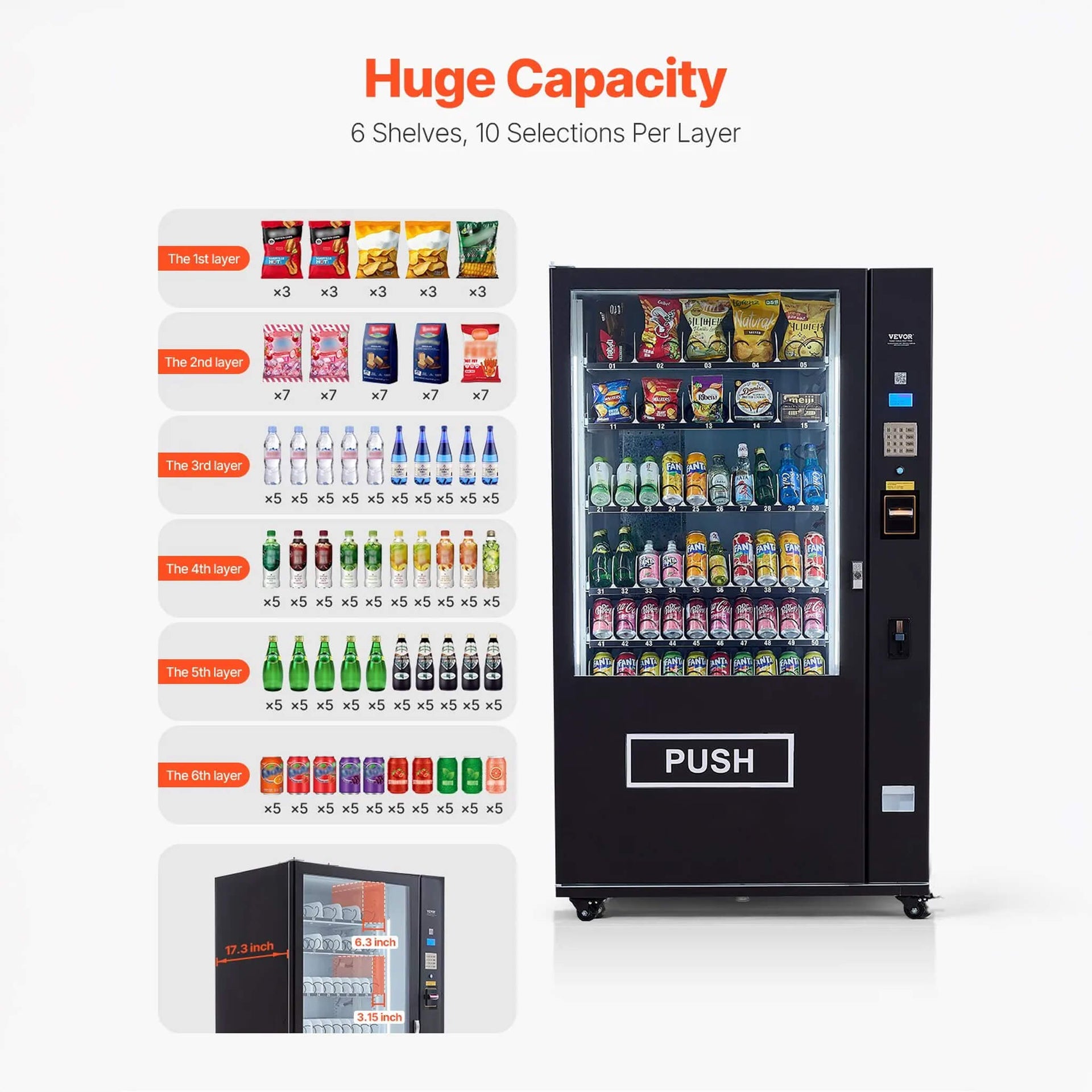 Premium 60-Slot Combo Vending Machine With ICT Bill And Coin Acceptor (SAK31842)