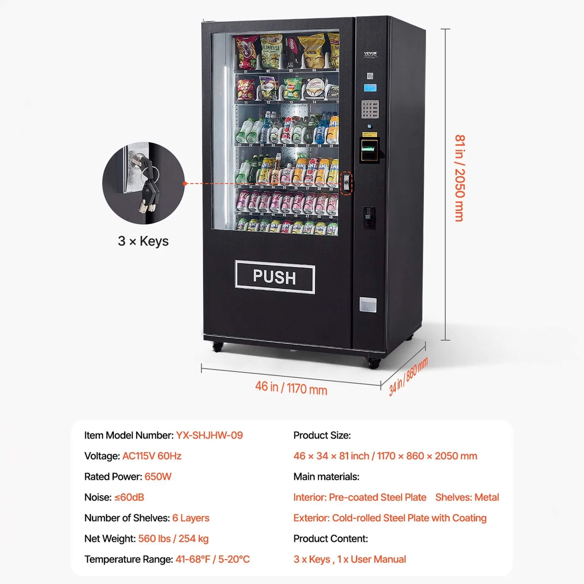 Premium 60-Slot Combo Vending Machine With ICT Bill And Coin Acceptor (SAK31842)
