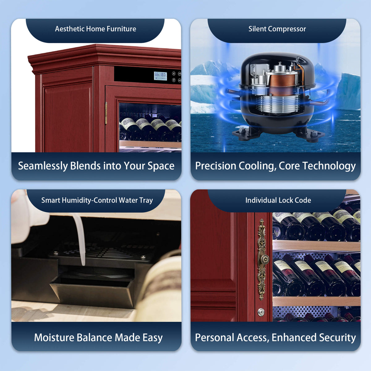 69-Bottle Wooden Wine Cooler Cabinet With Built-In Storage (SAK17539)