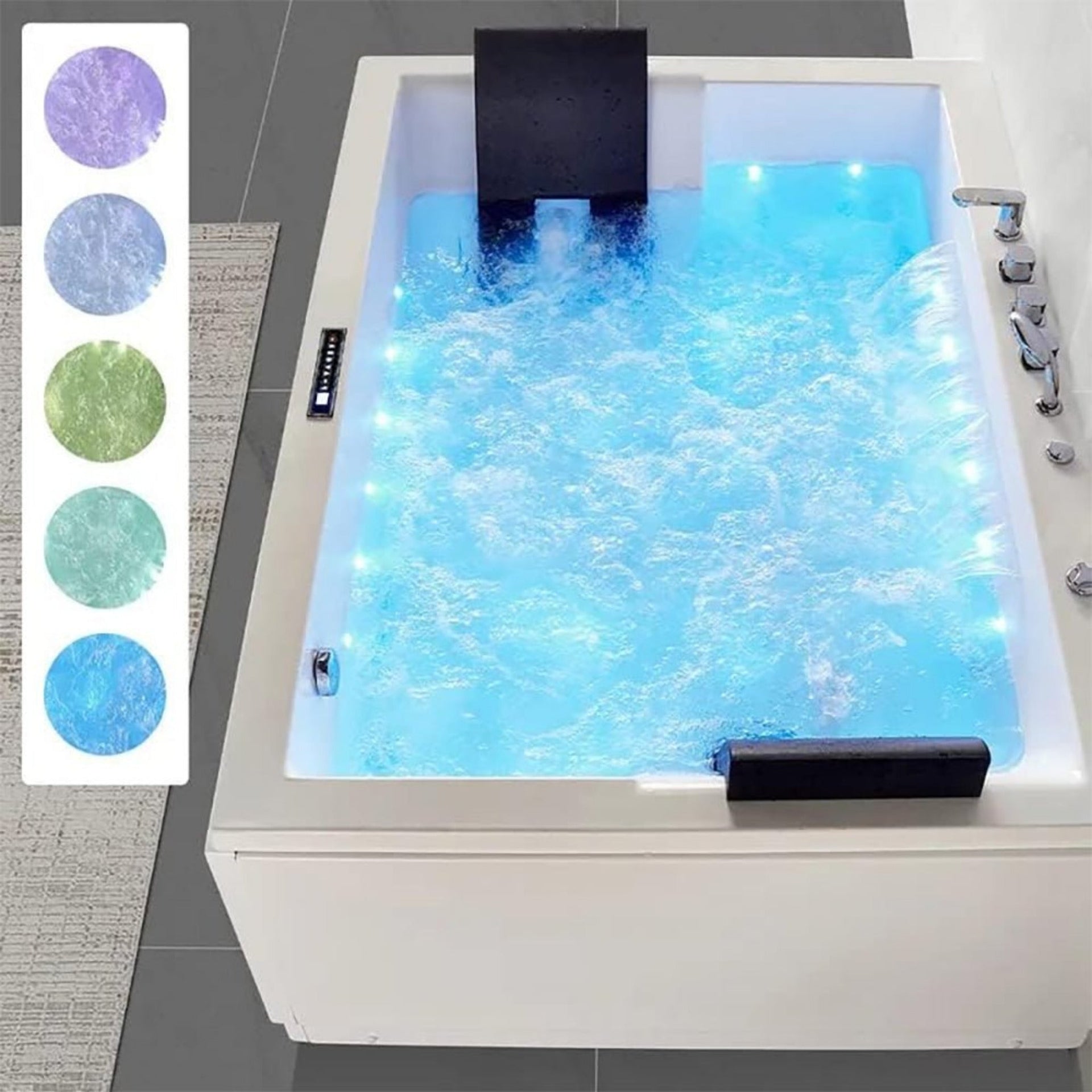 Luxara 71-Inch Premium Modern Acrylic Soaking Bathtub With Bubble Jets And LED Lighting (SAK26415)