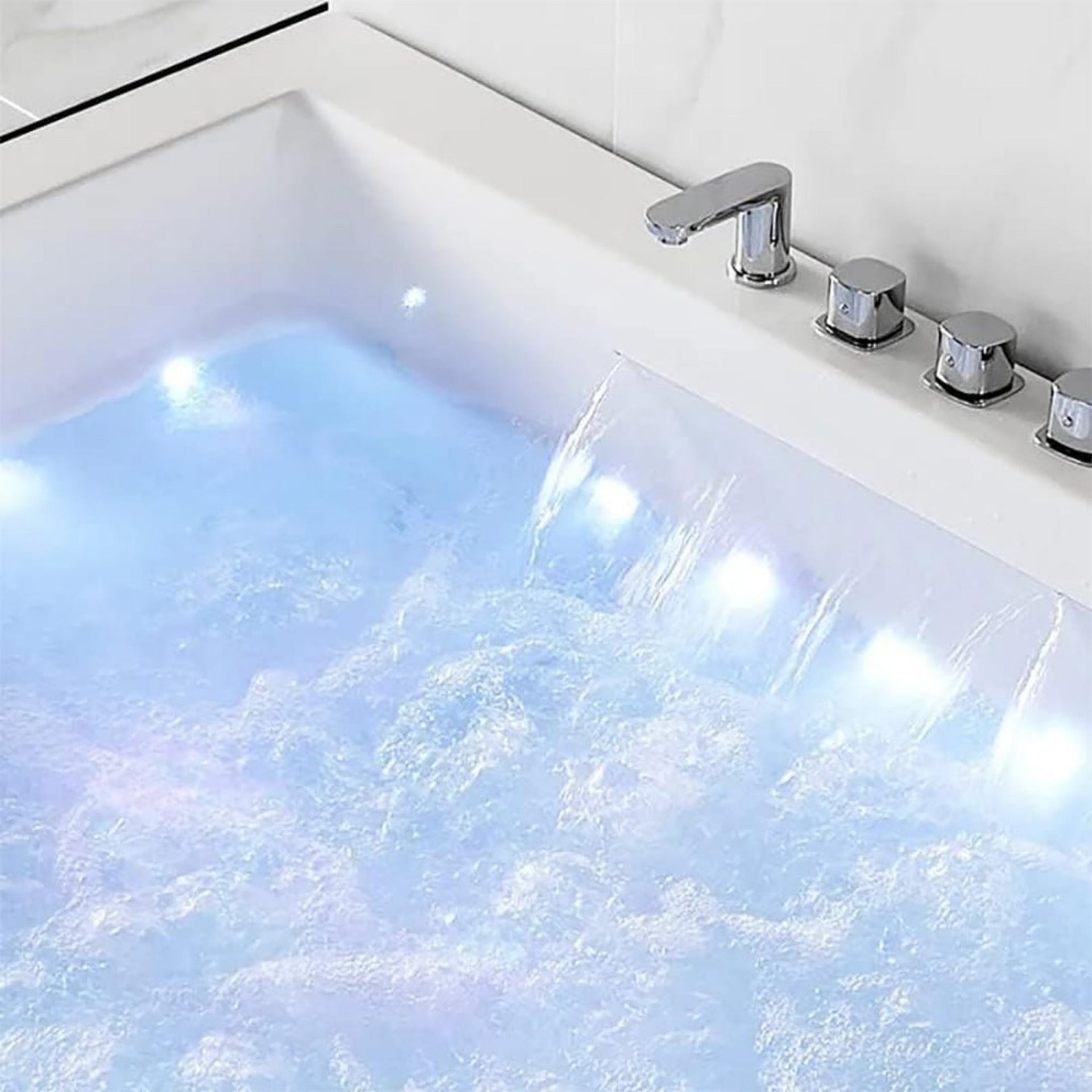 Luxara 71-Inch Premium Modern Acrylic Soaking Bathtub With Bubble Jets And LED Lighting (SAK26415)