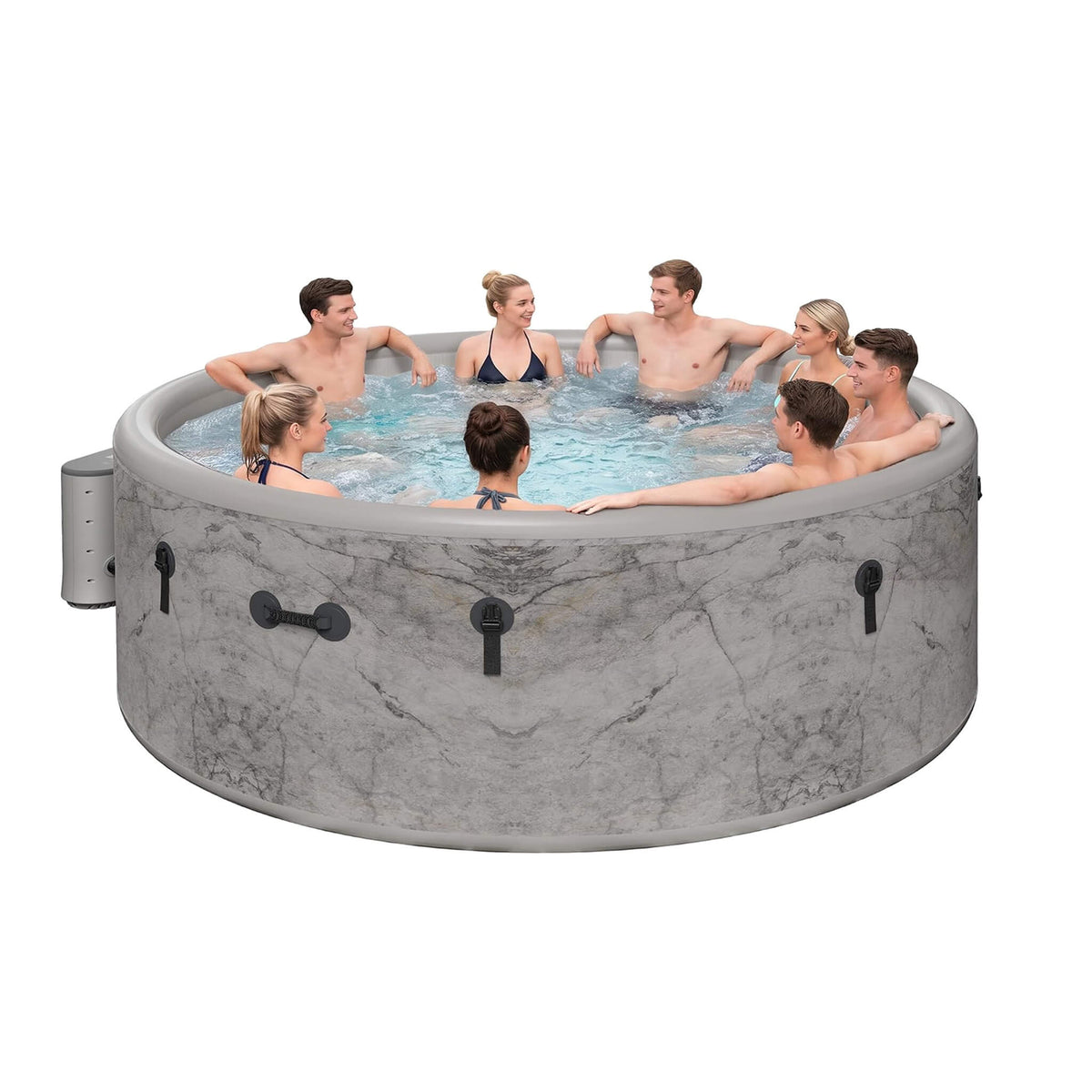 Premium 85-Inch Inflatable 8-Person Drop-Stitch Hot Tub W/ 220 Massage Jets (SAK78596)