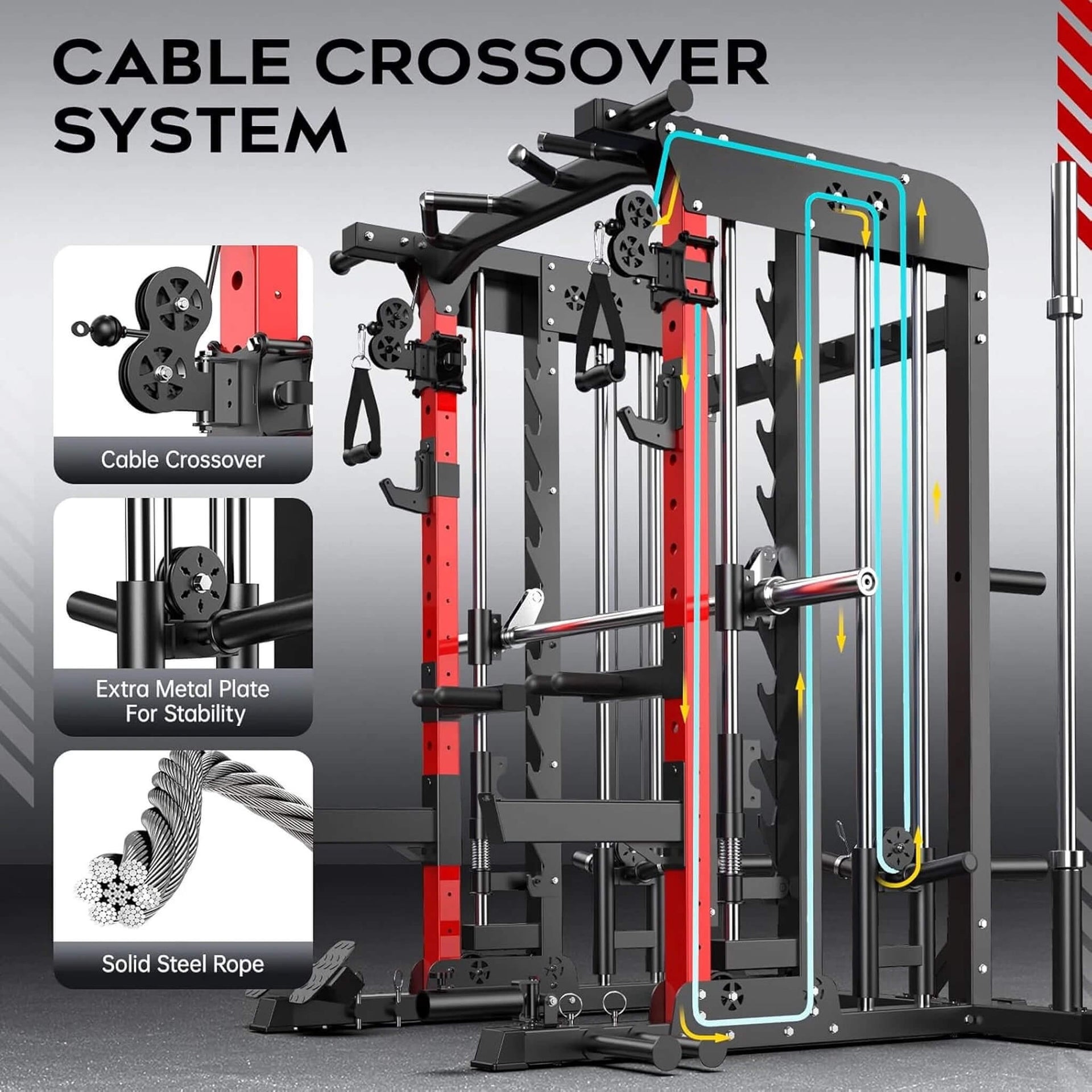 Premium 2000LBS All-In-One Squat Rack Power Cage With Smith Machine (SAK59213)