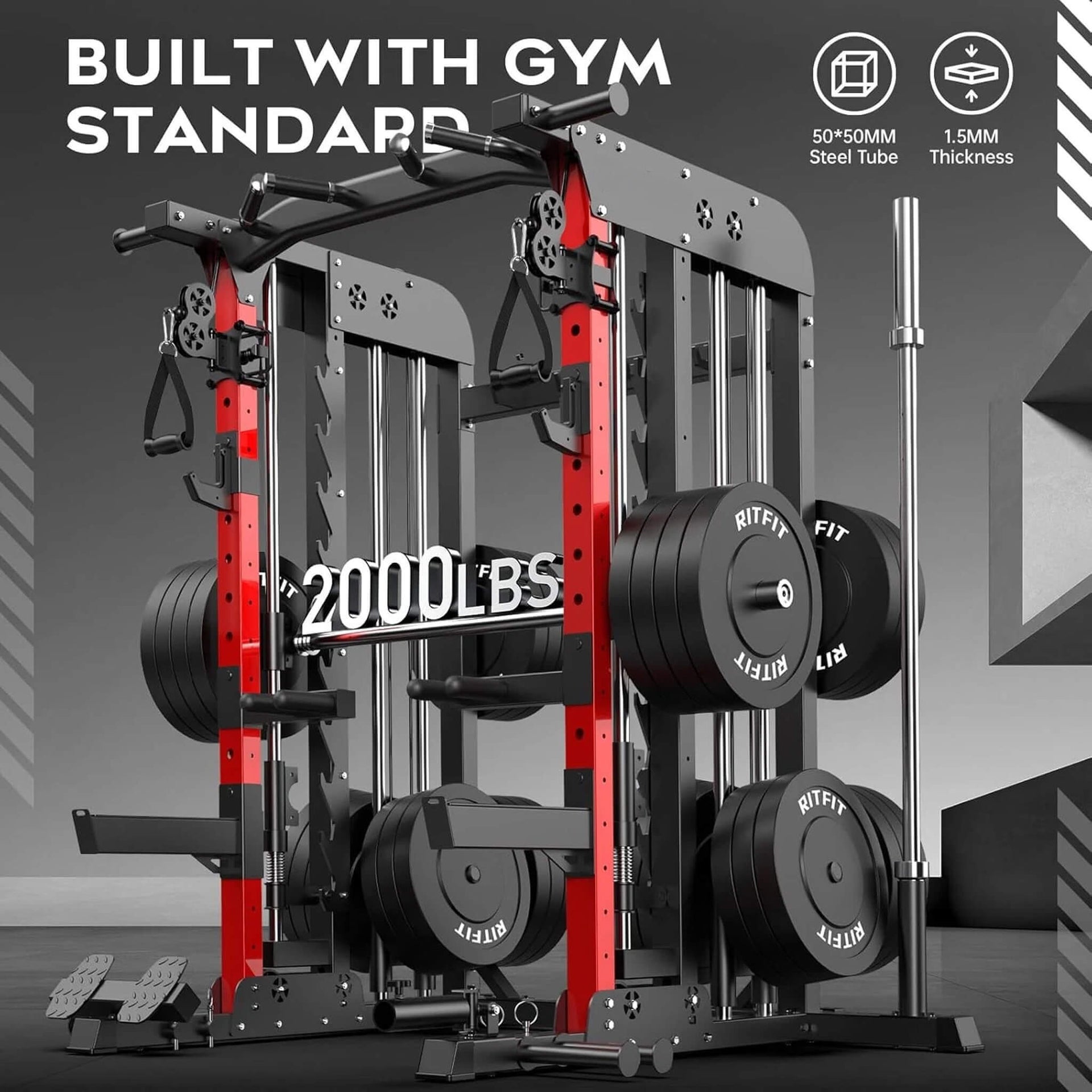 Premium 2000LBS All-In-One Squat Rack Power Cage With Smith Machine (SAK59213)