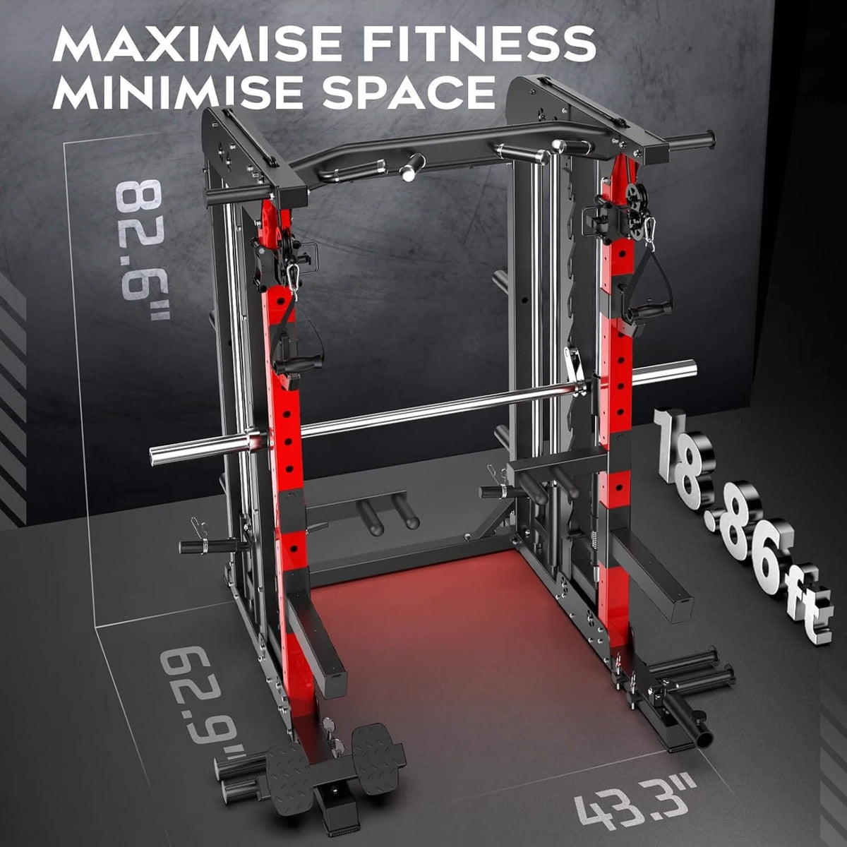 Premium 2000LBS All-In-One Squat Rack Power Cage With Smith Machine (SAK59213)