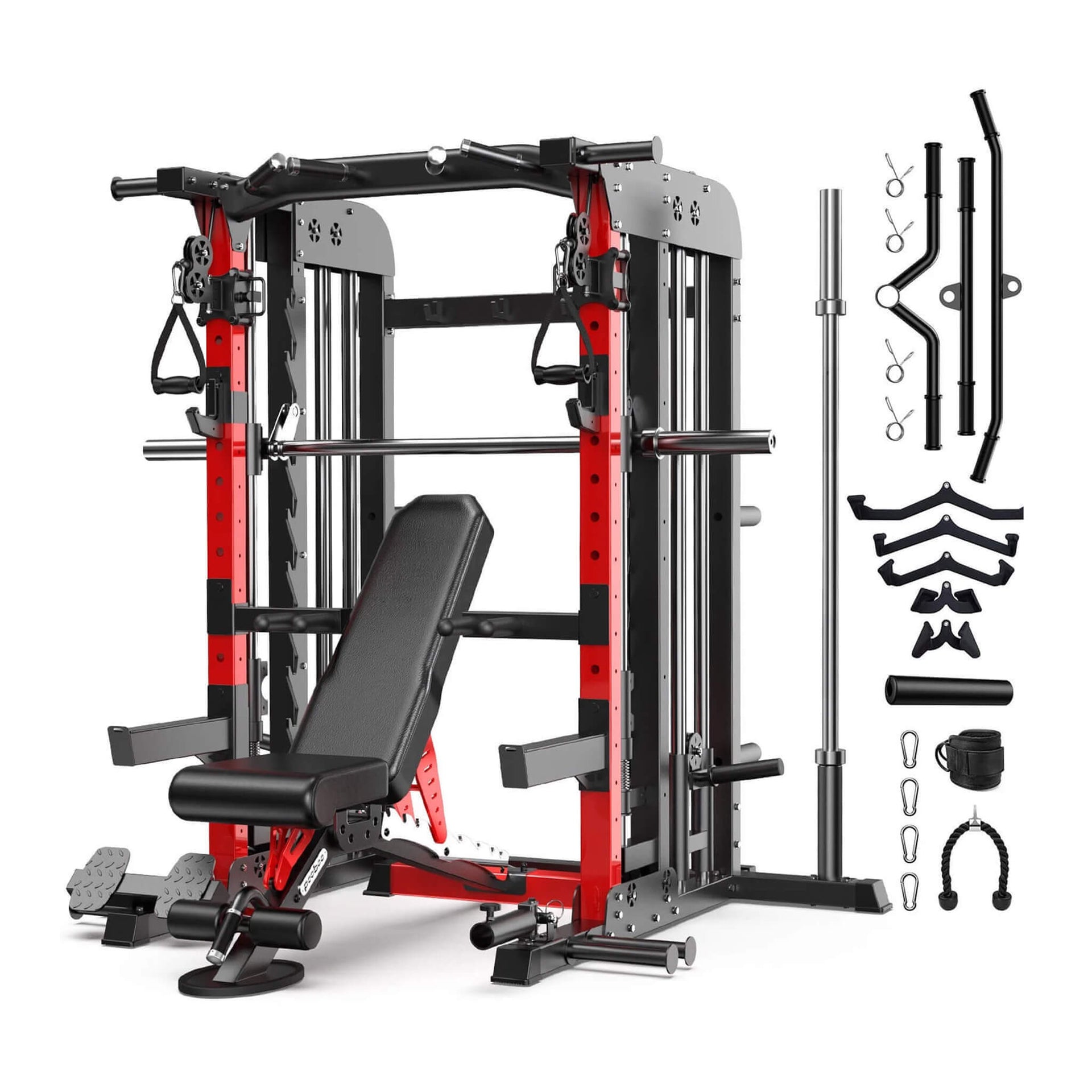 Premium 2000LBS All-In-One Squat Rack Power Cage With Smith Machine (SAK59213)