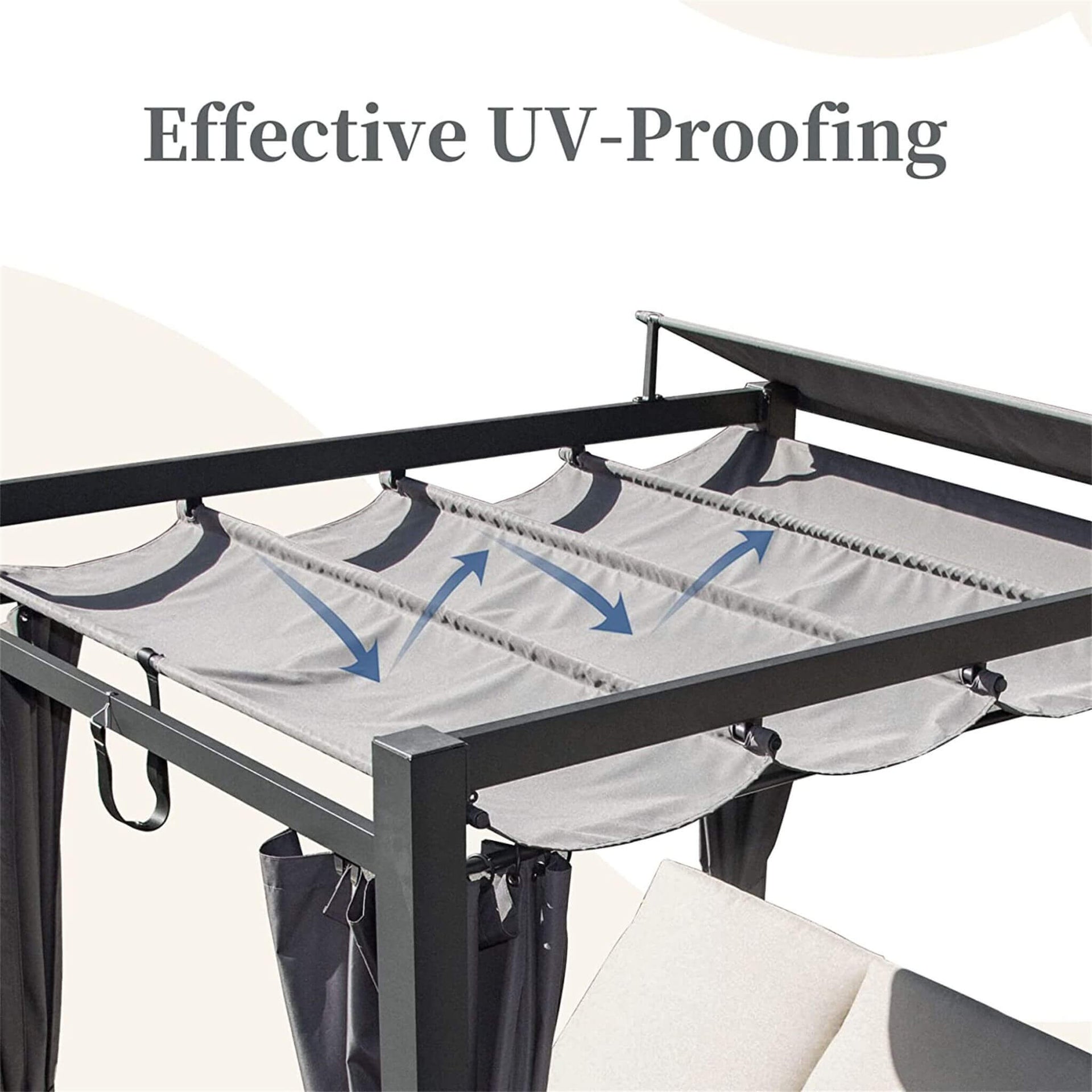 Premium Aluminum Outdoor Patio Daybed With Retractable Canopy And Double Chaise Lounge (SAK17682)