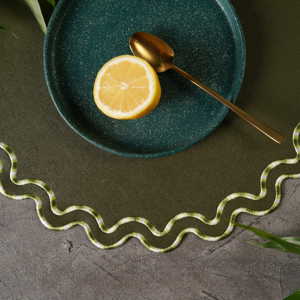 ELYSIAN DARK GREEN FAUX LEATHER PLACEMAT (Set Of 4)