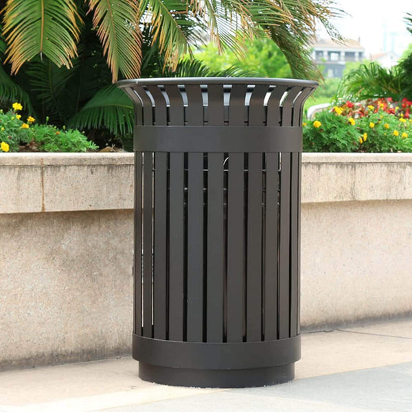 Premium Heavy-Duty Extra Large Outdoor Commercial Metal Slat Garbage Trash Can (SAK48591)