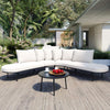 Premium Half-Moon 6-Person Curved All-Weather Outdoor Furniture Sofa Patio Set With Coffee Table And Cushions (SAK76332)