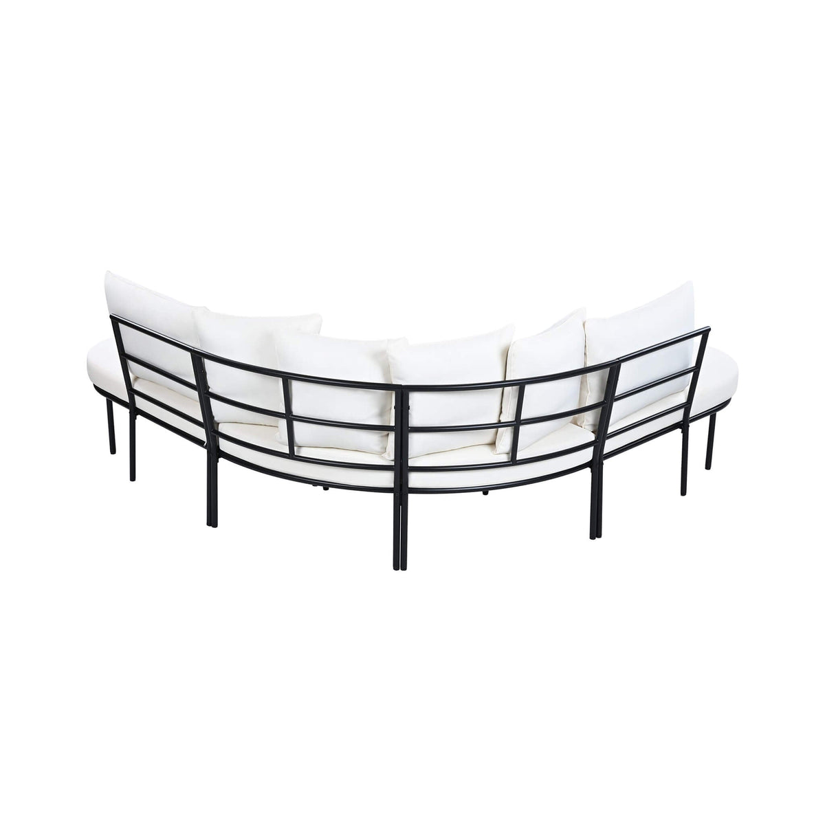 Premium Half-Moon 6-Person Curved All-Weather Outdoor Furniture Sofa Patio Set With Coffee Table And Cushions (SAK76332)