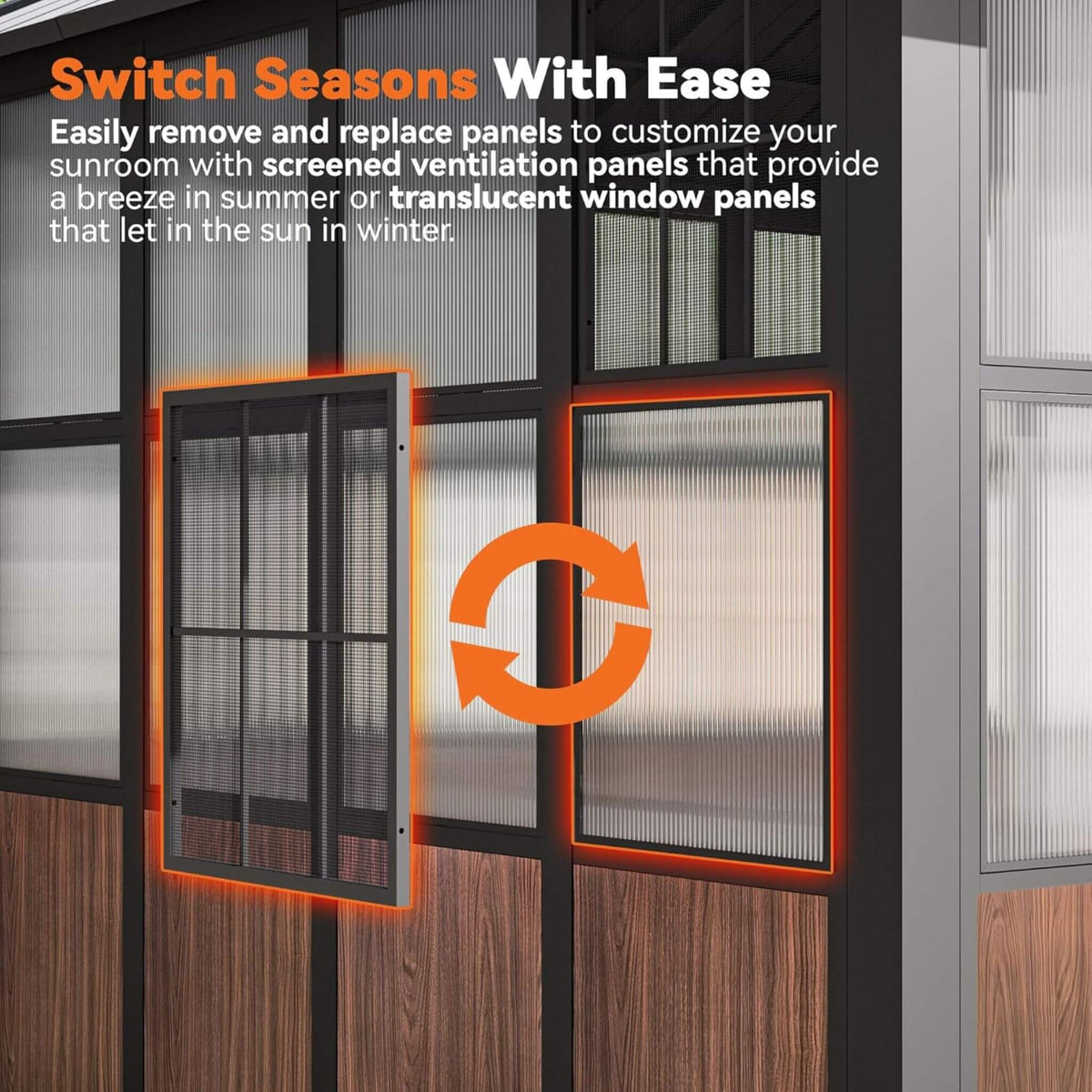 Grandview Premium Hardtop Aluminum Sunroom Solarium With TV Mount And Sliding Doors (SAK60439)